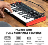 Akai Professional MPK Mini MK3 - 25 Key USB MIDI Keyboard Controller with 8 Backlit Drum Pads, 8 Knobs and Music Production Software and Native Instruments Sound Package (NKS Integration)