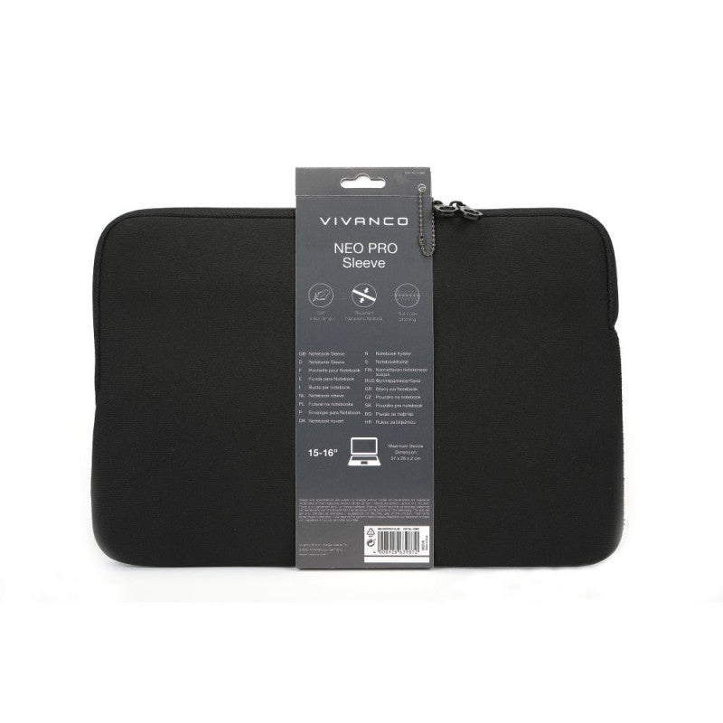 NEO PRO Notebook Sleeve for 15-16' devices, incl. front pocket, black, Neoprene