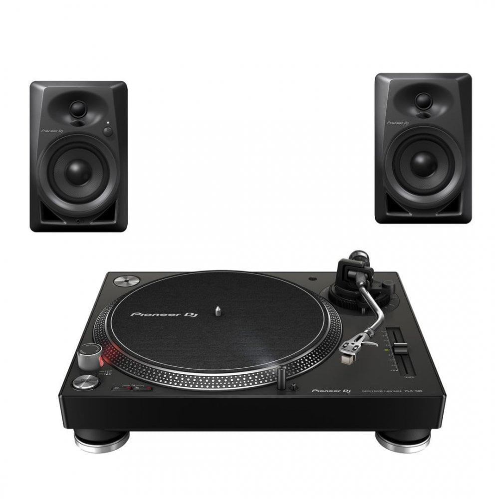 Pioneer PLX500 Black & DM40 Speaker Kit 