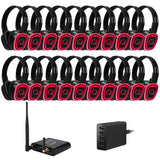 20 Way Silent Disco Bundle With Bluetooth Transmitter & Charger QSD-3PRO Bundle with 20 Headsets