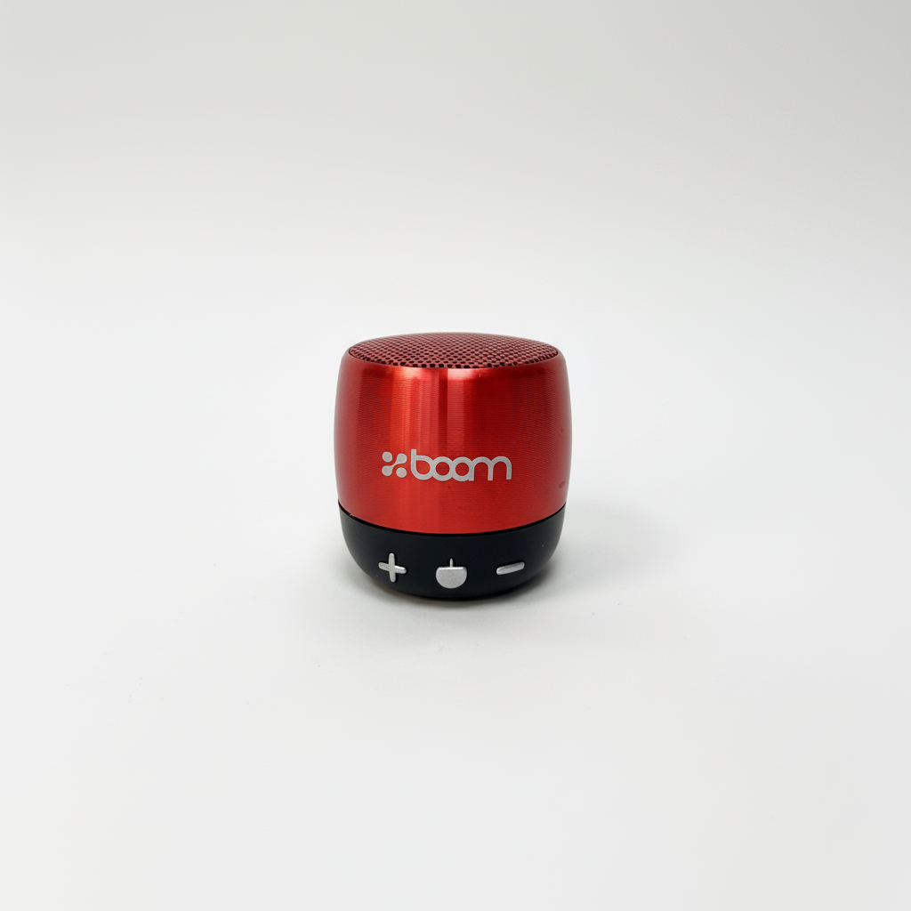 Red xboom speaker white background