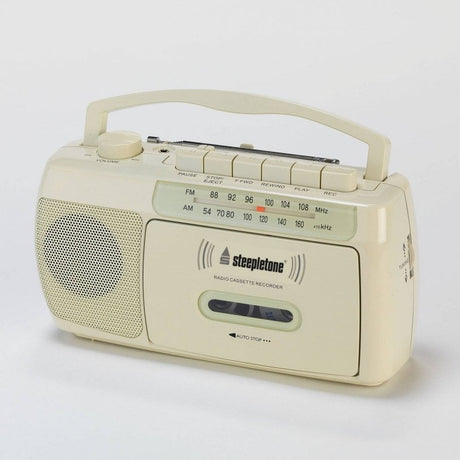 Steepletone SCR209 Portable MW-FM Radio Cassette Tape Player Recorder with Built In Microphone - Black