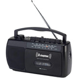 Steepletone SCR209 Portable MW-FM Radio Cassette Tape Player Recorder with Built In Microphone - Black