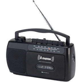 Steepletone SCR209 Portable MW-FM Radio Cassette Tape Player Recorder with Built In Microphone - Black