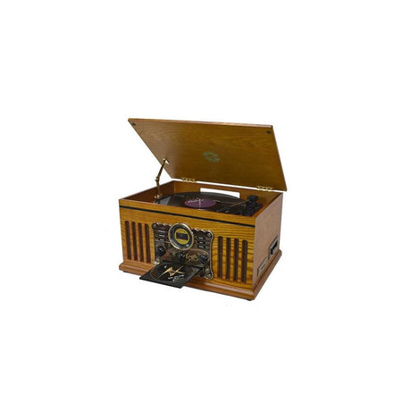 Westminster 7 In 1 Bluetooth 3-Speed Nostalgia Record Player DAB+ FM Radio CD Player With Bluetooth - Lightwood 